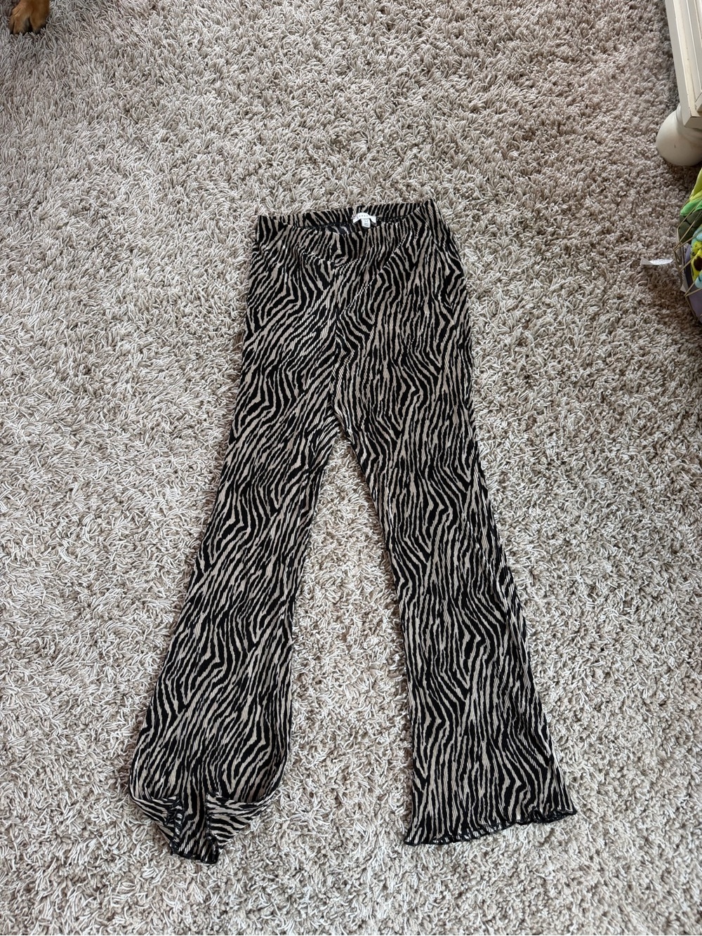 Topshop Black and Cream Zebra-Print Flared Pants
